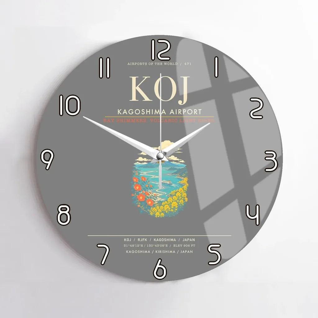 Kagoshima Airport KOJ Wall-Clock No-Frame - Gray