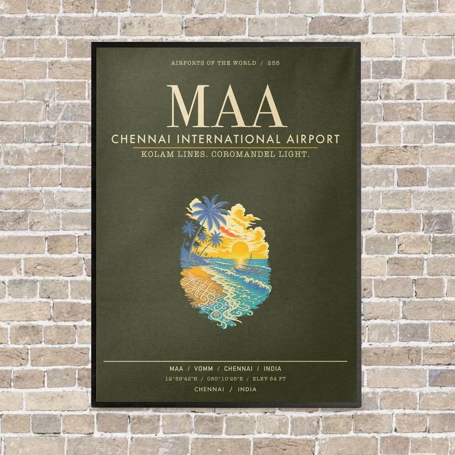 Chennai International Airport MAA - Canvas Framed - Green Army