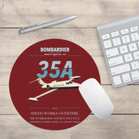 Thumbnail for Bombardier Learjet 35A design on dark red round mouse pad