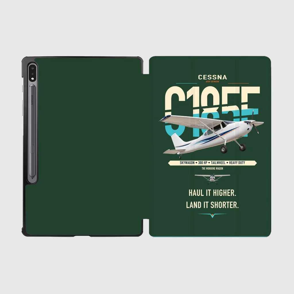 Cessna A185F Skywagon design on dark green samsung tablet tablet case