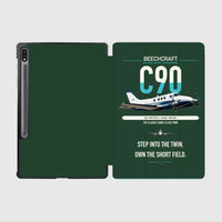 Thumbnail for Beechcraft King Air C90 design on dark green samsung tablet tablet case