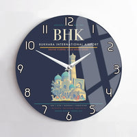 Thumbnail for Bukhara International Airport BHK Wall-Clock No-Frame - Navy Blue