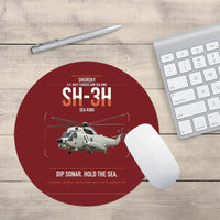 Thumbnail for Sikorsky SH-3H Sea King design on dark red round mouse pad