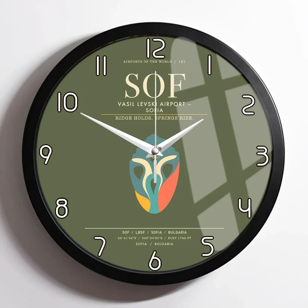 Vasil Levski Airport  Sofia SOF Wall-Clock Framed - Green Army