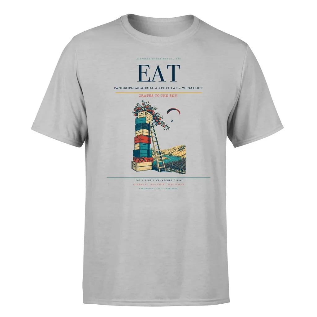 Pangborn Memorial Airport (EAT) T-Shirt single-side front print in Light Gray | pangborn-memorial-airport-eat-double-side-t-shirt