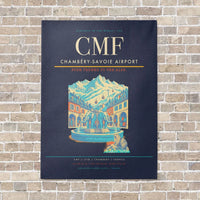 Thumbnail for Chambéry-Savoie Airport CMF vertical canvas print - no frame - navy blue background