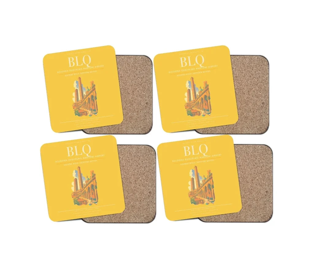 Bologna Guglielmo Marconi Airport BLQ Coaster 4-Pieces-Set - Yellow