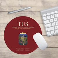 Thumbnail for Tucson International Airport (TUS) design on dark red round mouse pad