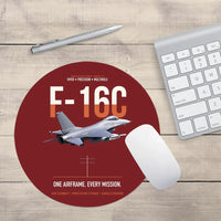 Thumbnail for F-16C Fighting Falcon One Airframe Every Mission design on dark red round mouse pad
