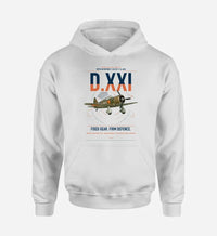 Thumbnail for Fokker D.XXI — Dutch LVA aircraft 221 design on white double-side hoodie, single-side print