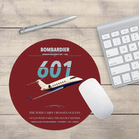 Thumbnail for Bombardier Challenger 601 design on dark red round mouse pad