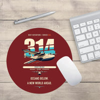 Thumbnail for Boeing 314 Clipper design on dark red round mouse pad