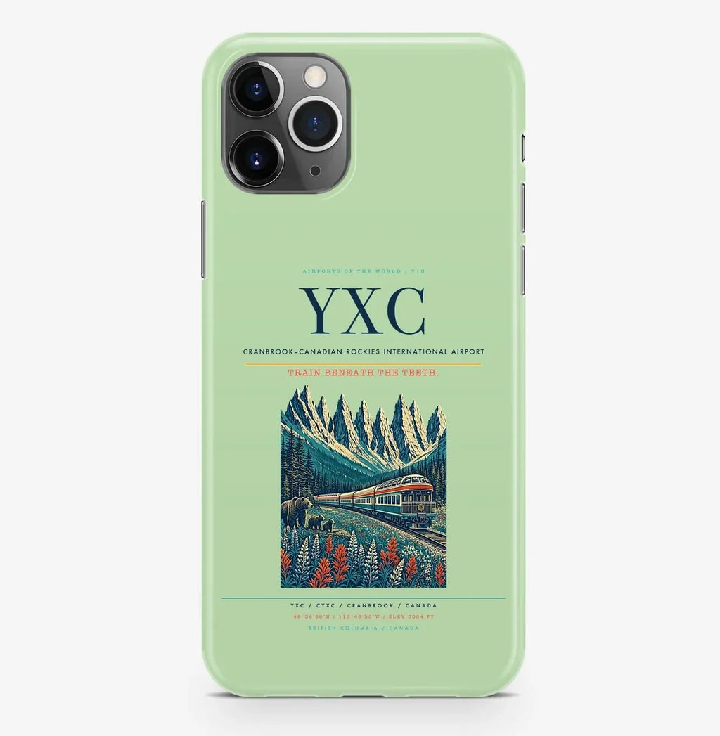 Cranbrook Airport (YXC) design on light green iPhone 16 Pro MagSafe case
