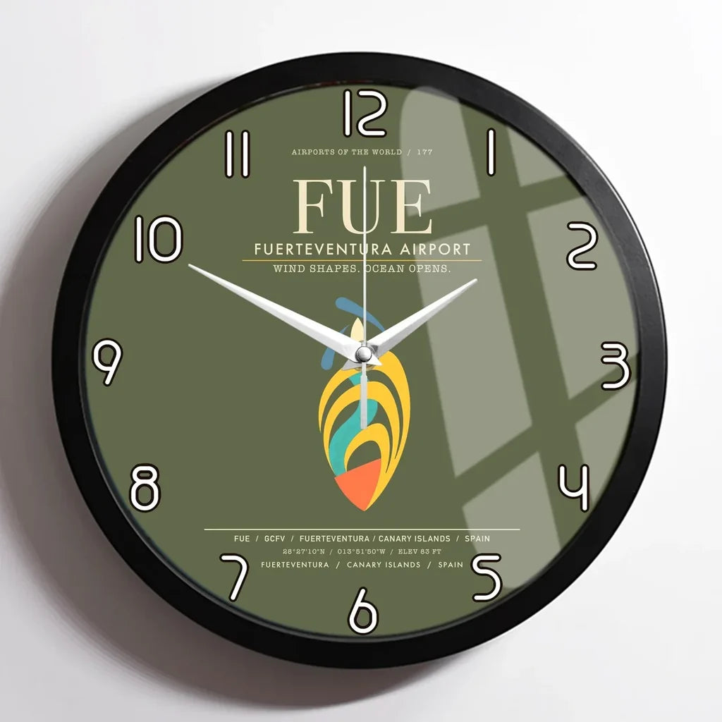 Fuerteventura Airport FUE Wall-Clock Framed - Green Army