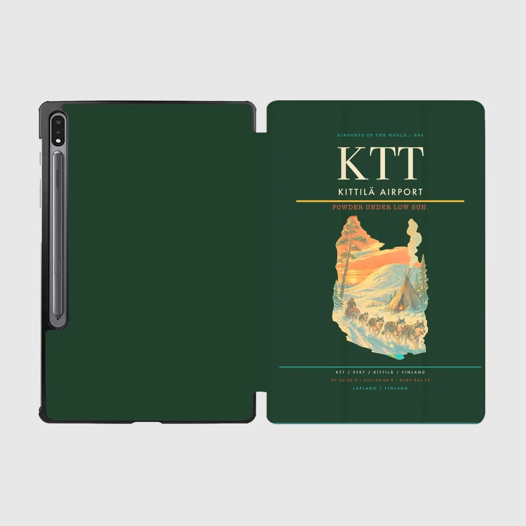 Kittilä Airport (KTT) design on dark green samsung tablet tablet case