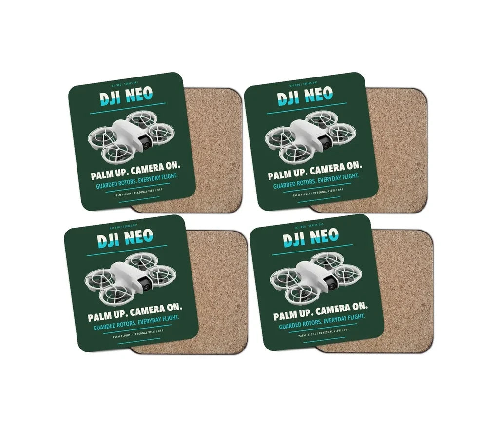 DJI Neo design on dark green 4 pieces set coaster