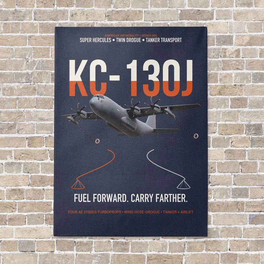 KC-130J SUPER HERCULES vertical canvas print - no frame - navy blue background