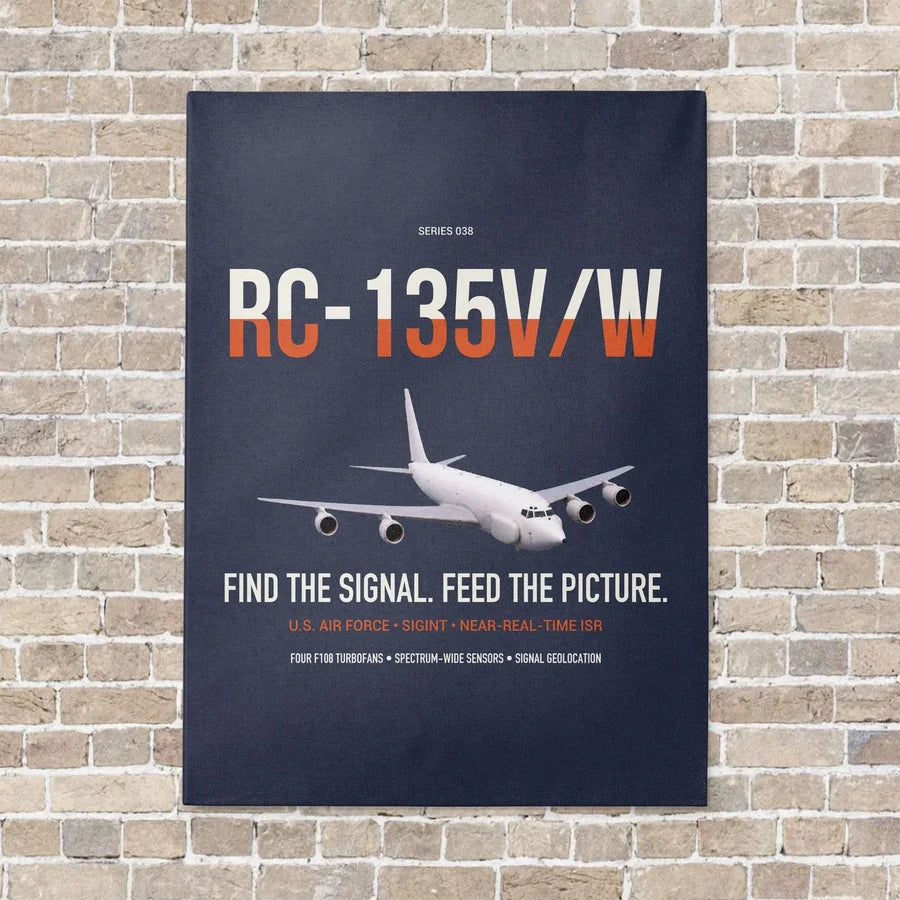 RC-135V W Rivet Joint vertical canvas print - no frame - navy blue background