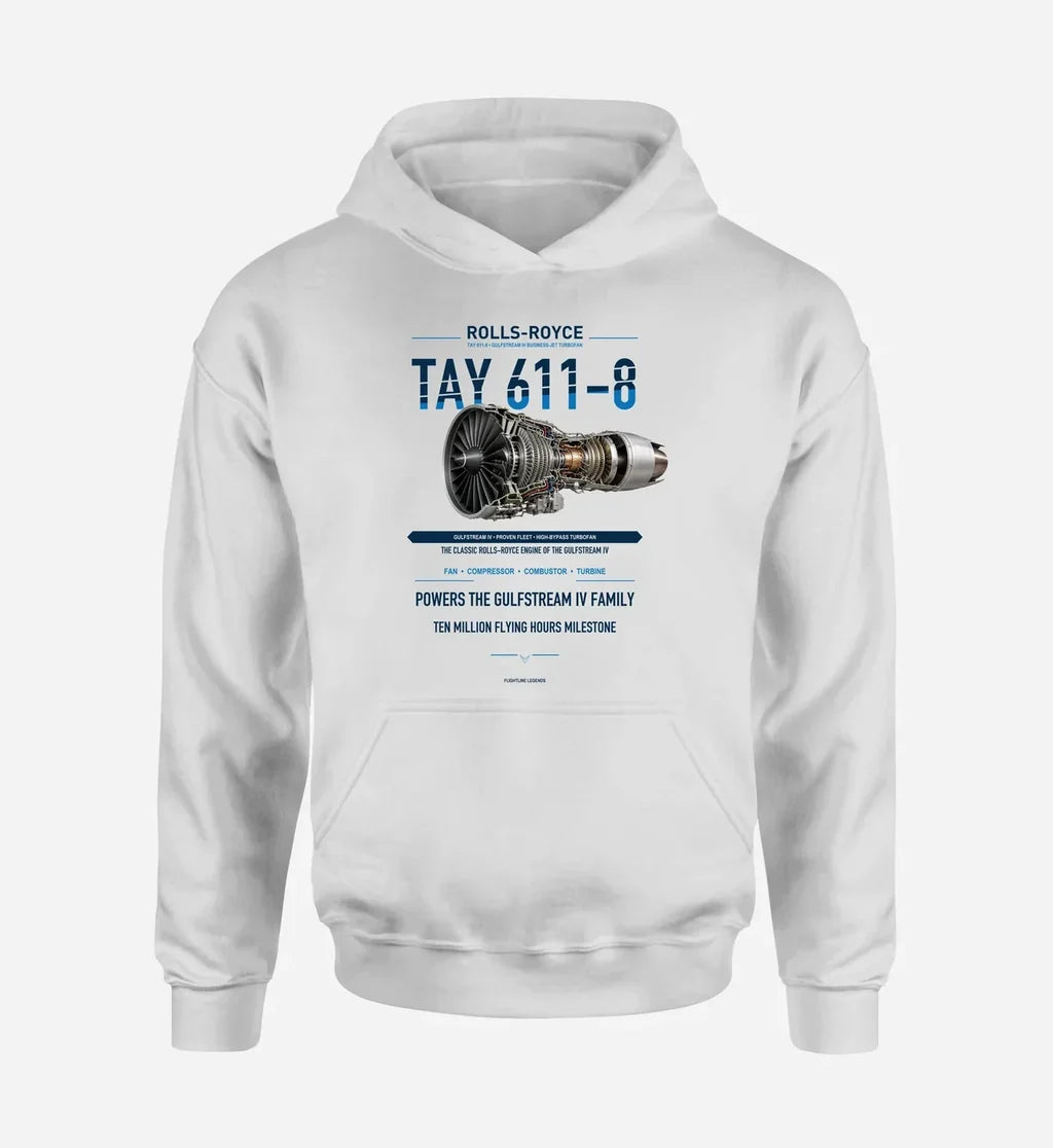 TAY 611-8 design on white hoodie single side