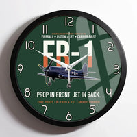Thumbnail for FR-1 Fireball Prop in Front Jet in Back design on dark green framed wall clock