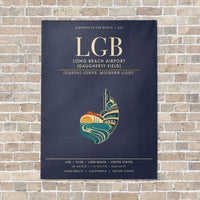 Thumbnail for Long Beach Airport (Daugherty Field) LGB vertical canvas print - no frame - navy blue background