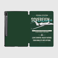 Thumbnail for Cessna Citation Sovereign+ design on dark green samsung tablet tablet case