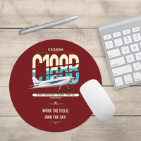 Thumbnail for Cessna A188B AgTruck design on dark red round mouse pad