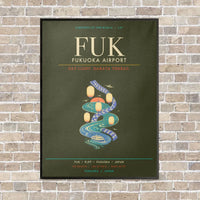 Thumbnail for Fukuoka Airport FUK - Canvas Framed - Green Army