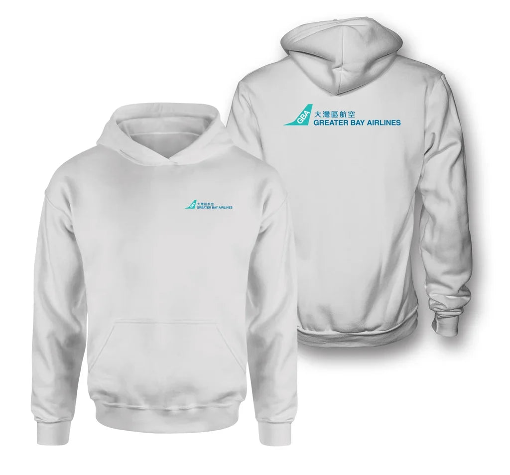 Greater Bay Airlines logo on white double side hoodie