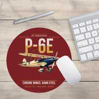 Thumbnail for Curtiss P-6E Hawk design on dark red round mouse pad