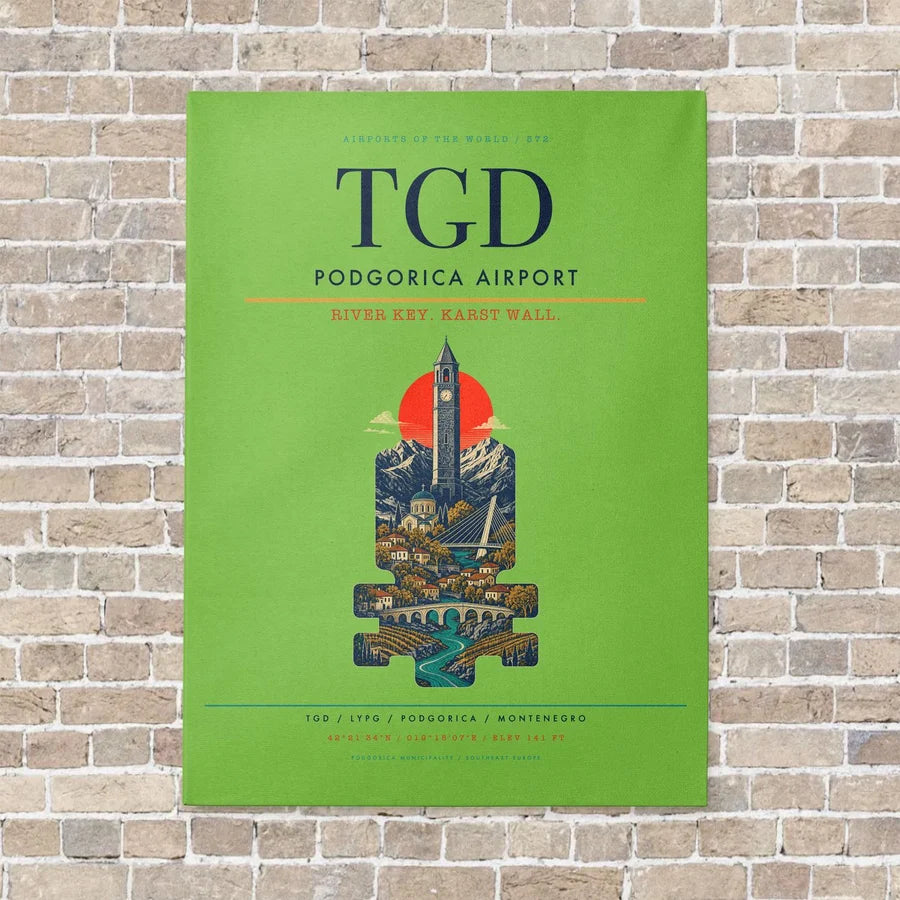 Podgorica Airport TGD - Canvas No Frame - Light Green