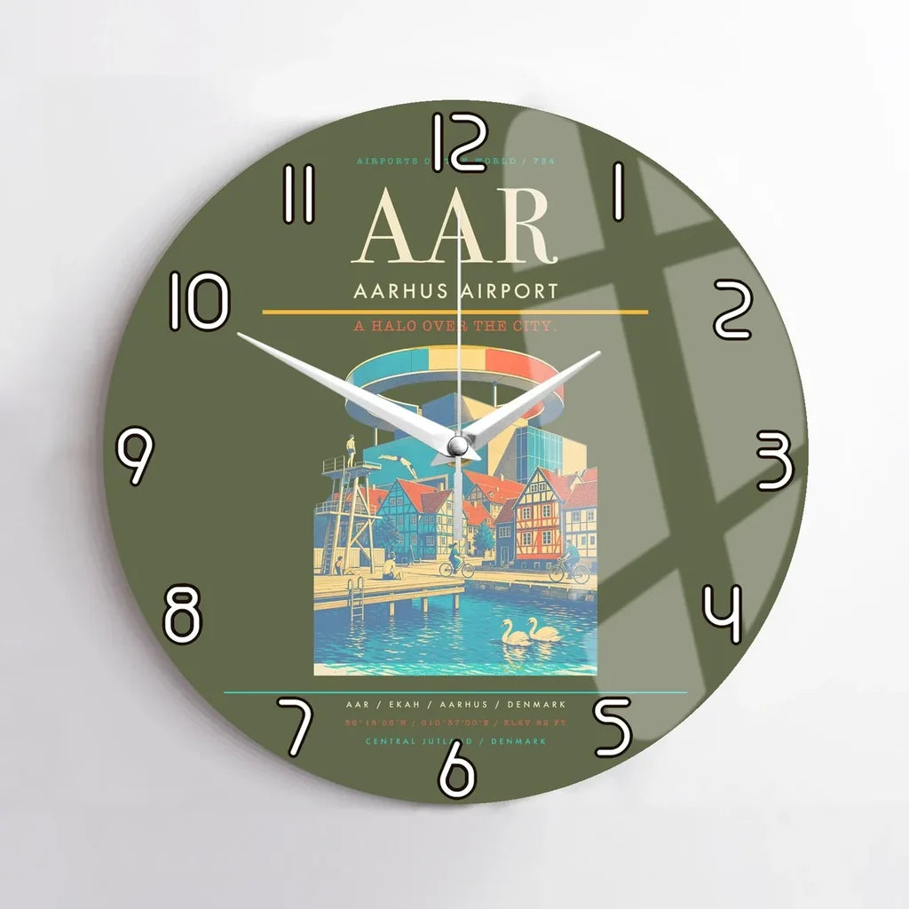 Aarhus Airport AAR Wall-Clock No-Frame - Green Army