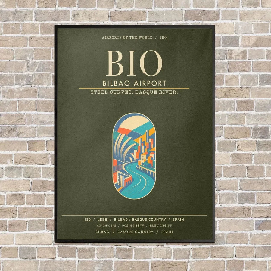 Bilbao Airport BIO - Canvas Framed - Green Army