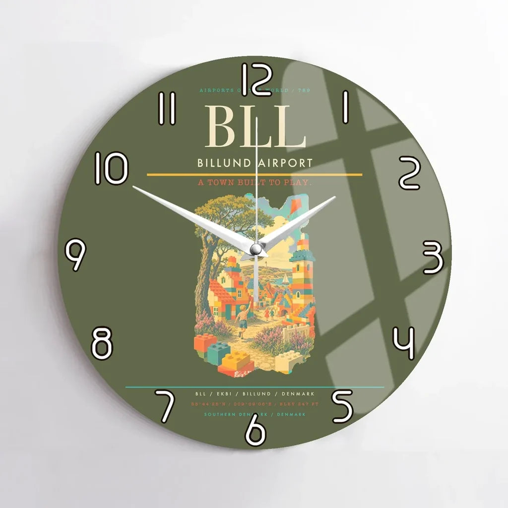 Billund Airport BLL Wall-Clock No-Frame - Green Army