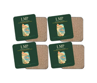 Thumbnail for Lampedusa Airport (LMP) design on dark green 4 pieces set coaster