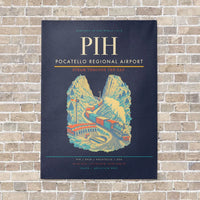 Thumbnail for Pocatello Regional Airport PIH vertical canvas print - no frame - navy blue background