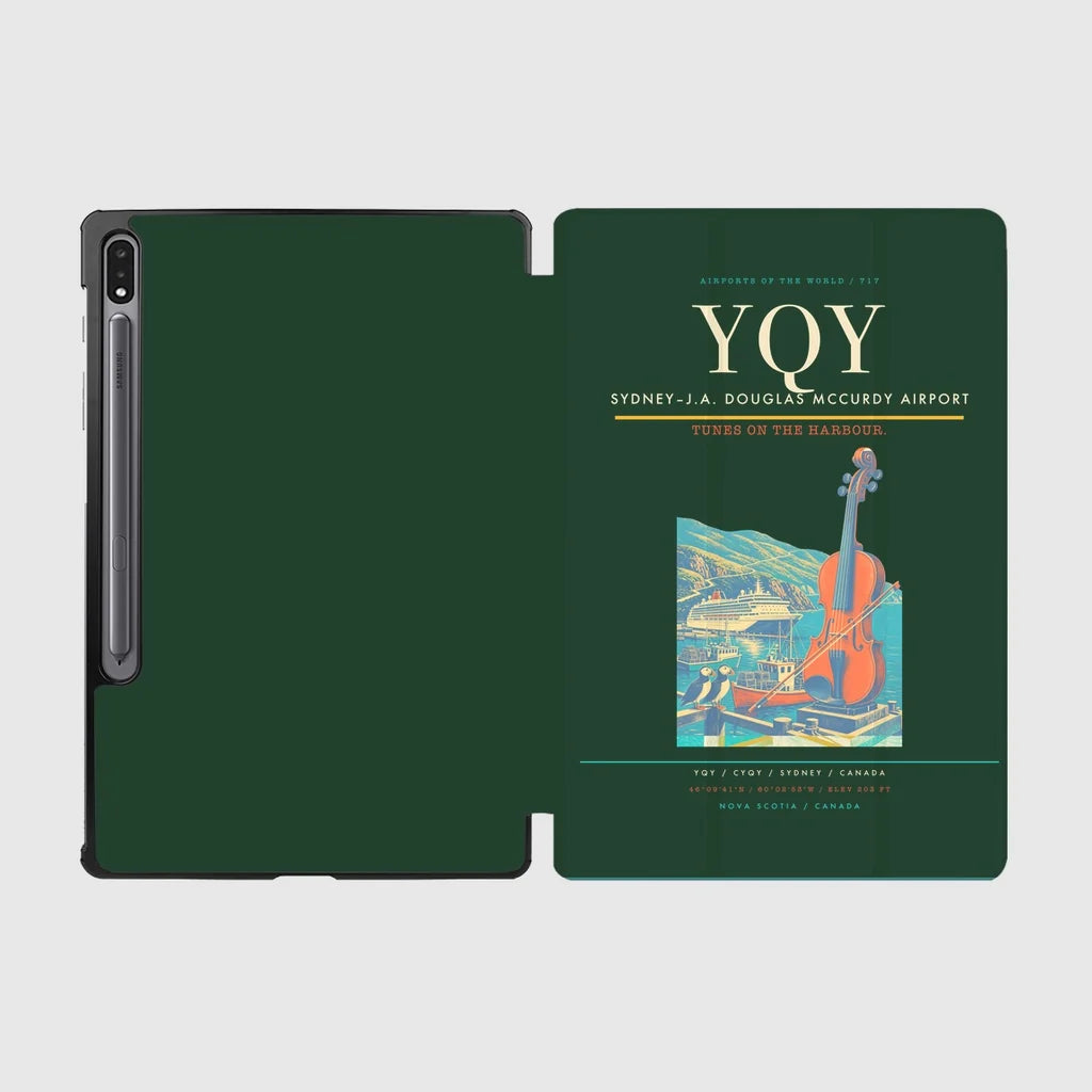 Sydney–J.A. Douglas McCurdy Airport (YQY) design on dark green samsung tablet tablet case