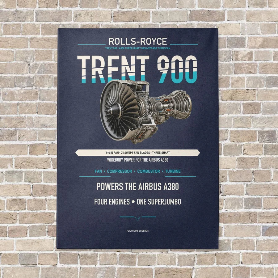 TRENT 900 vertical canvas print - no frame - navy blue background