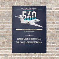 Thumbnail for Cessna Citation 560 - Citation V vertical canvas print - no frame - navy blue background