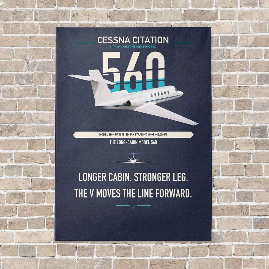 Cessna Citation 560 - Citation V vertical canvas print - no frame - navy blue background