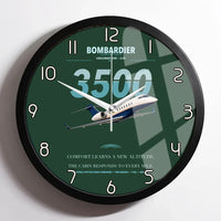 Thumbnail for Bombardier Challenger 3500 design on dark green framed wall clock