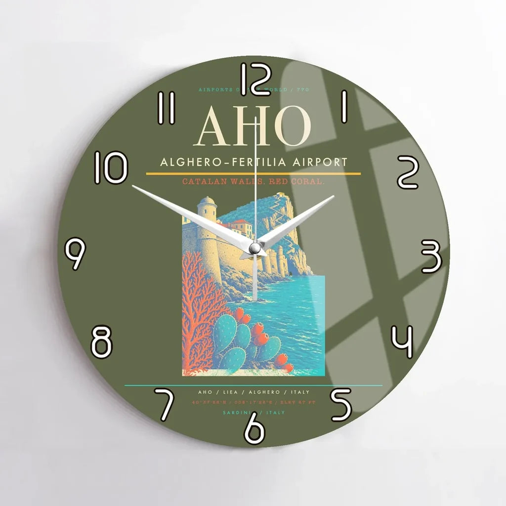 AlgheroFertilia Airport AHO Wall-Clock No-Frame - Green Army