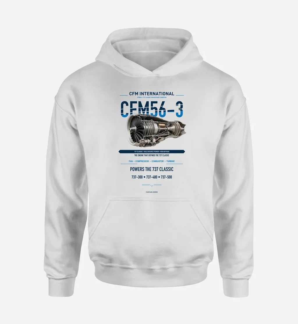 CFM56-3 design on white hoodie single side