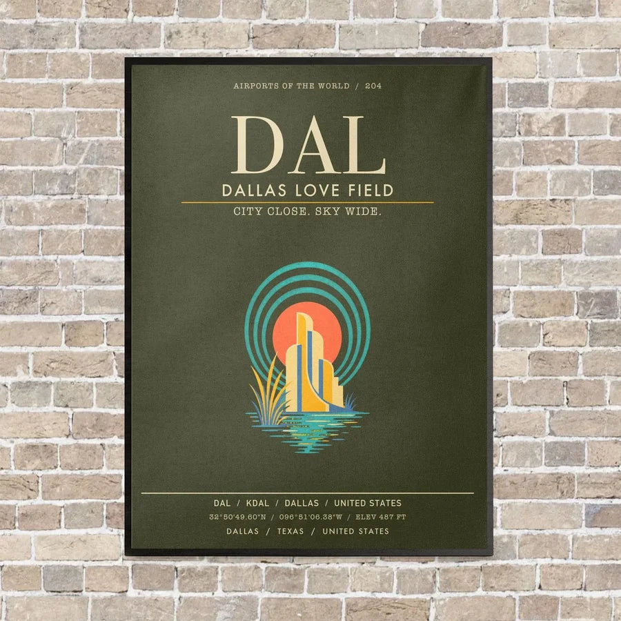 Dallas Love Field DAL - Canvas Framed - Green Army