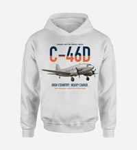 Thumbnail for C-46D Commando design on white double-side hoodie, single-side print