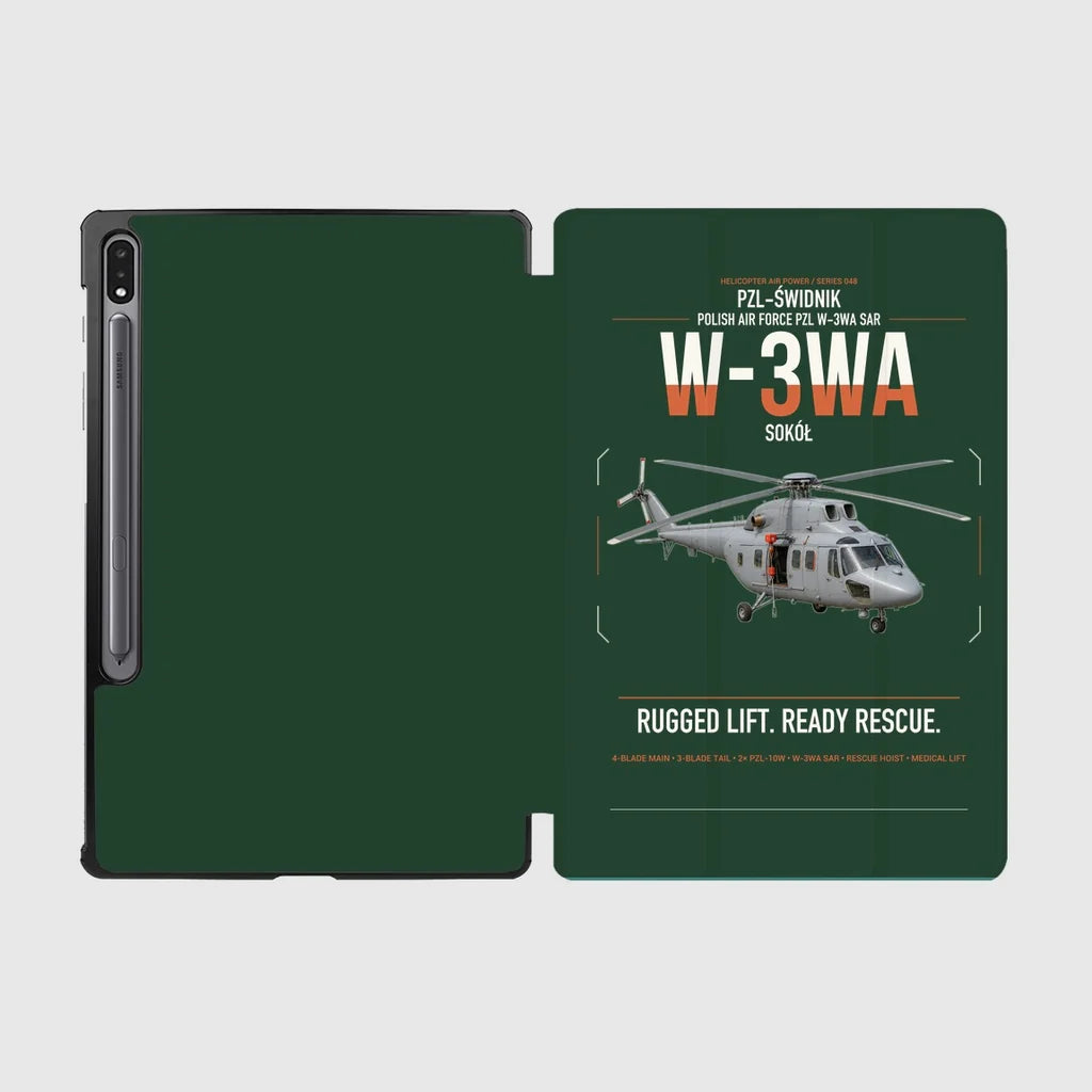 PZL-Świdnik W-3WA Sokół design on dark green samsung tablet tablet case