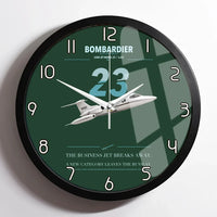 Thumbnail for Bombardier Learjet 23 design on dark green framed wall clock