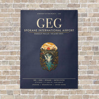 Thumbnail for Spokane International Airport GEG vertical canvas print - no frame - navy blue background