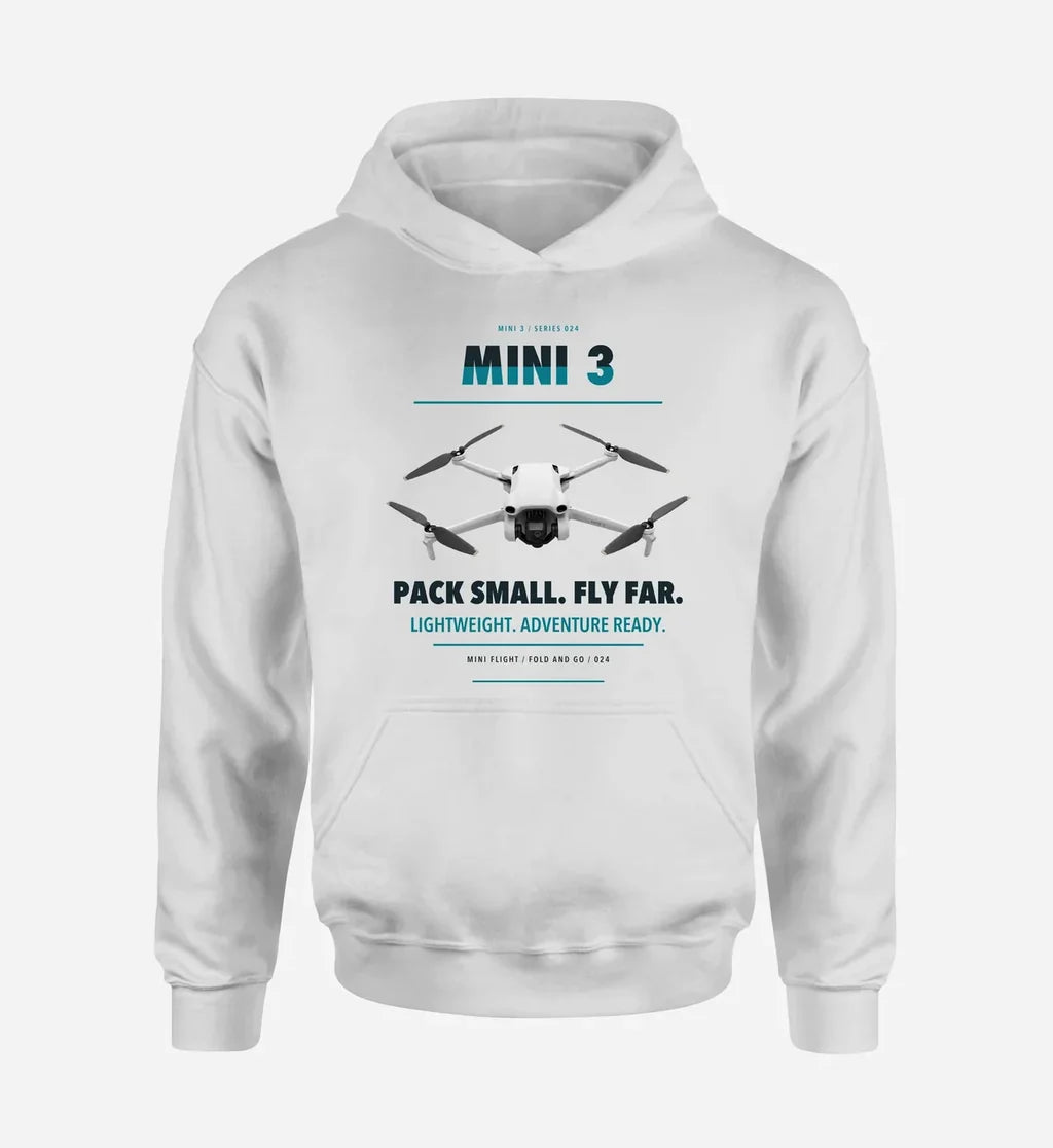 DJI Mini 3 design on white hoodie single side