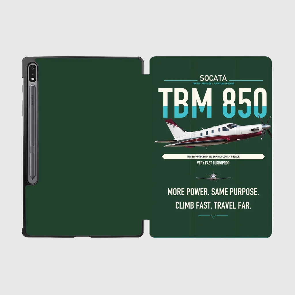 Socata TBM 850 design on dark green samsung tablet tablet case